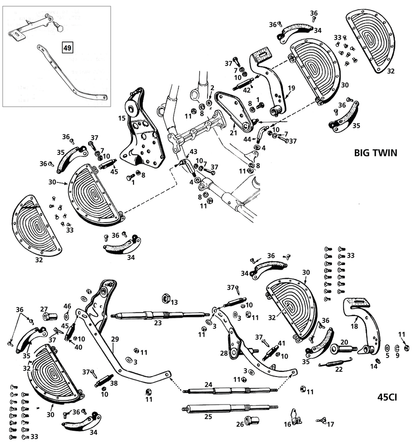 Rod, rear footboard 45CI32-50 Parkerized