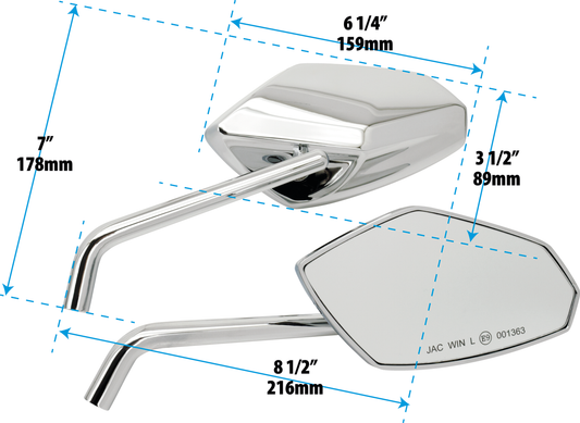 GZP Chr Deluxe Street Rod mirrorset