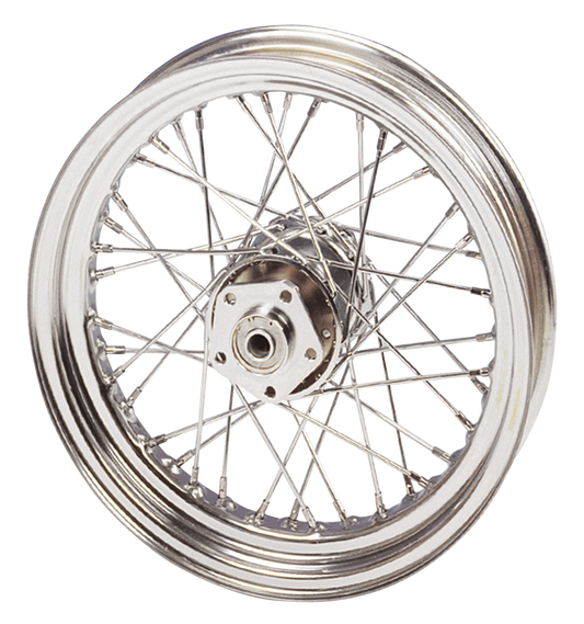 Cplt wheel 16" steel hub 7/16 chrome spk