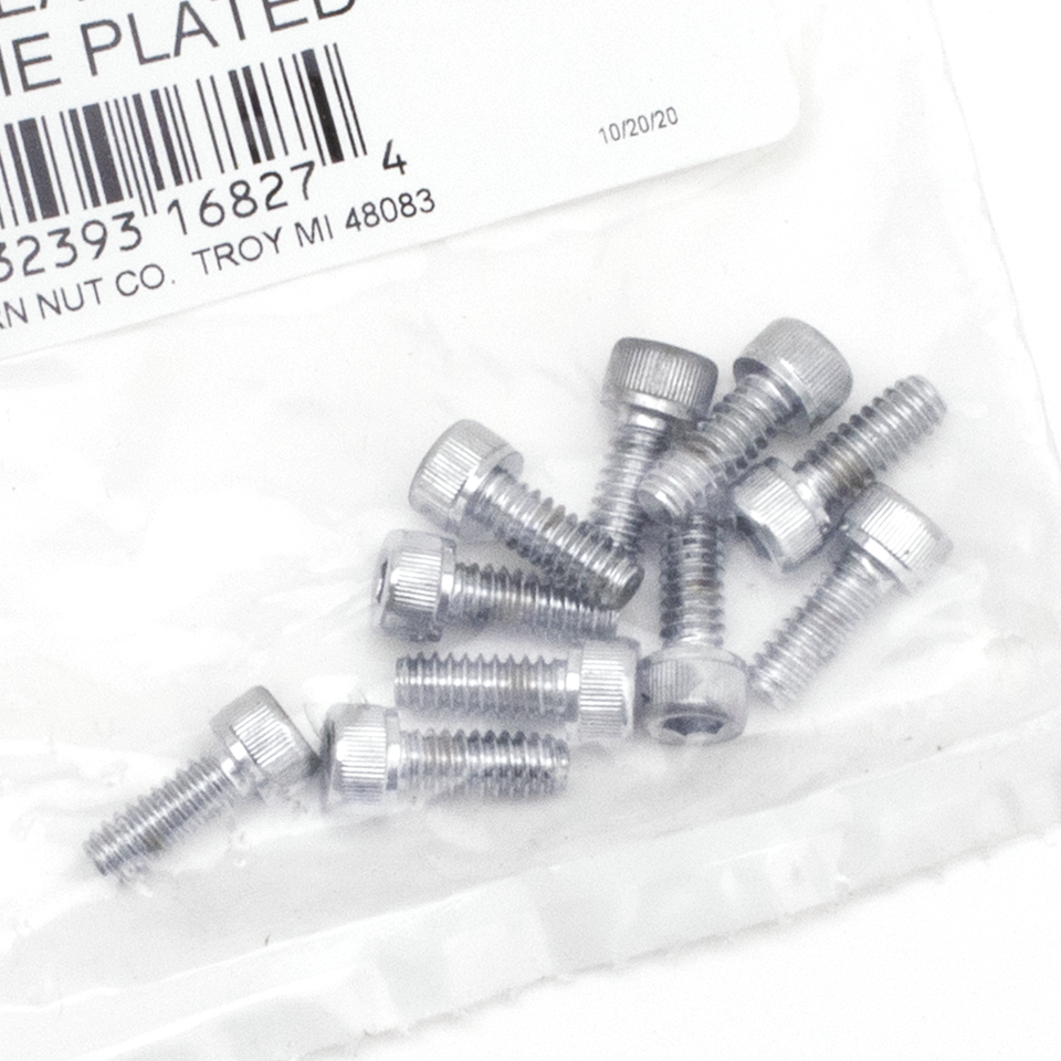 10pck Chrome allen screws 10-24x1/2"