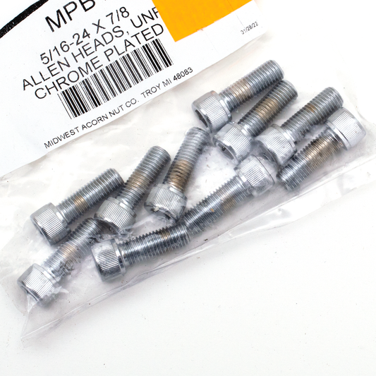 10pck Chrome allen screws 5/16-24x7/