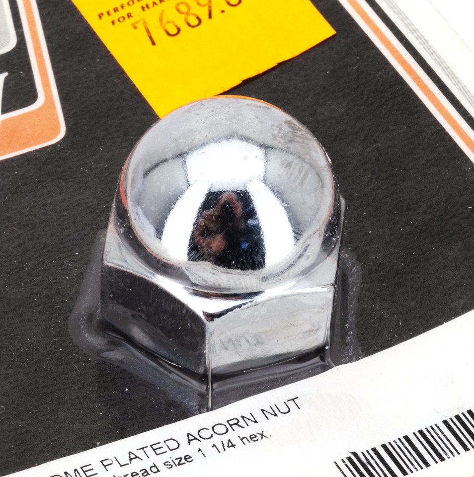 CHROME ACORN NUT 5/8-11 UNC, 1 1/4 hex,