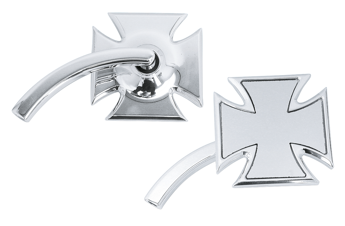 Billet Maltese Cross mirror left polish