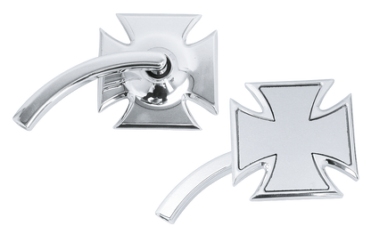 Billet Maltese Cross mirror left polish