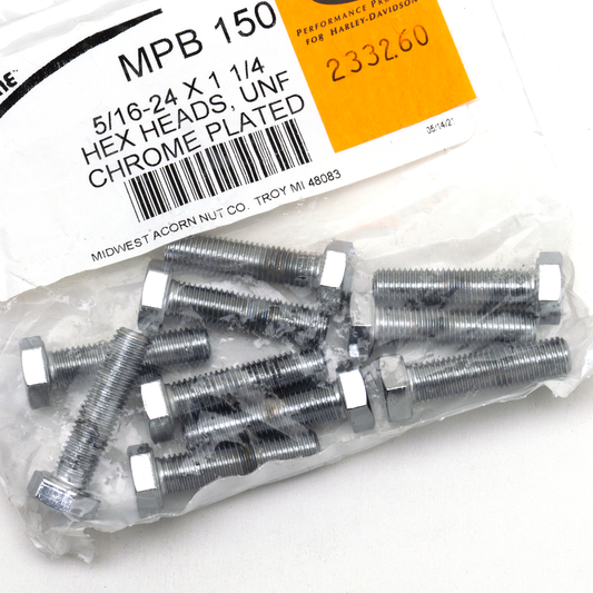 10pck Chrome hex head screws 5/16-24x1-1