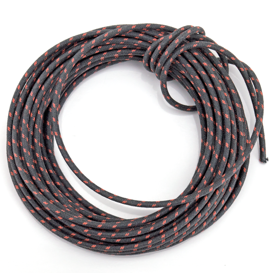 cotton wire, black with red tracer, 25Ft