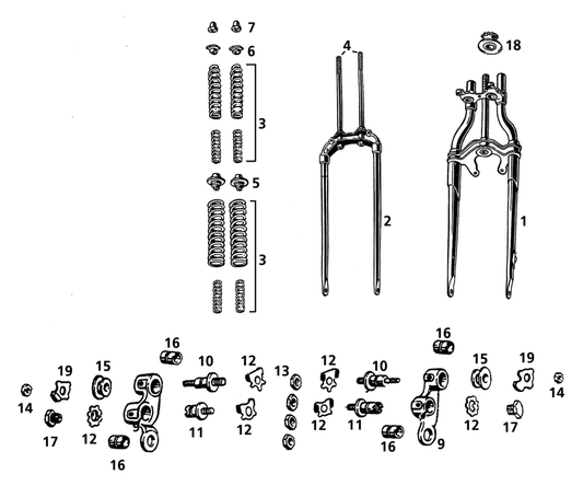 Front fork set complete BT36-45 black