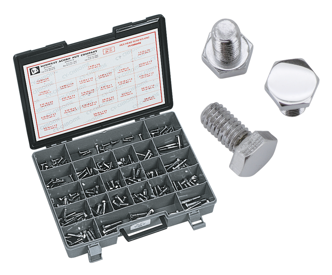 Ass. tray hex head screws chr. 215pk UNC