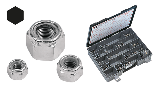 Ass. tray nylon insert hex nuts chrome