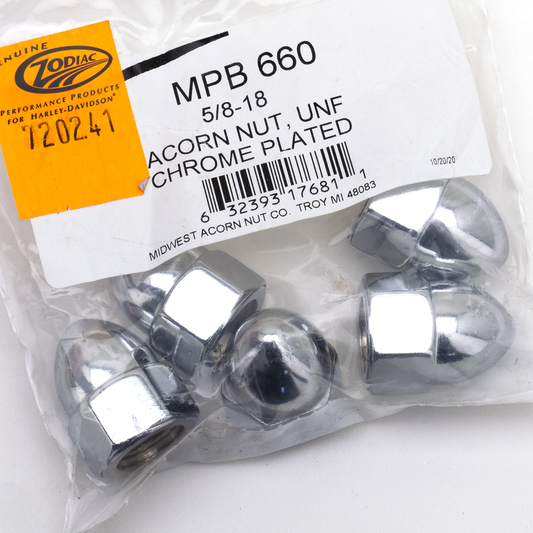 5pck Chrome Acorn nuts 5/8-18 UNF