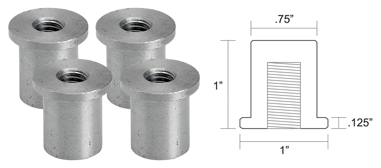 Flanged Bungs Blind 3/8-16" Thread 4Pck