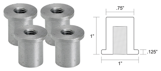 Flanged Bungs Blind 3/8-16" Thread 4Pck