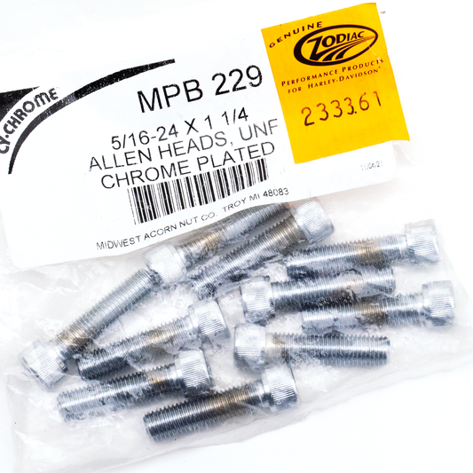10pck Chrome allen screws 5/16-24x1-