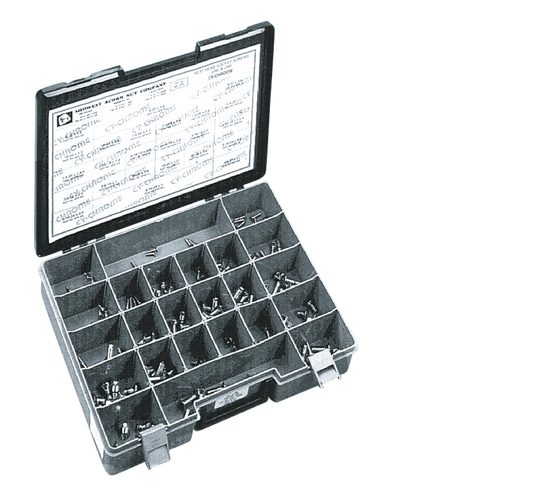Ass.tray Chr.flat head socket 24 sizes