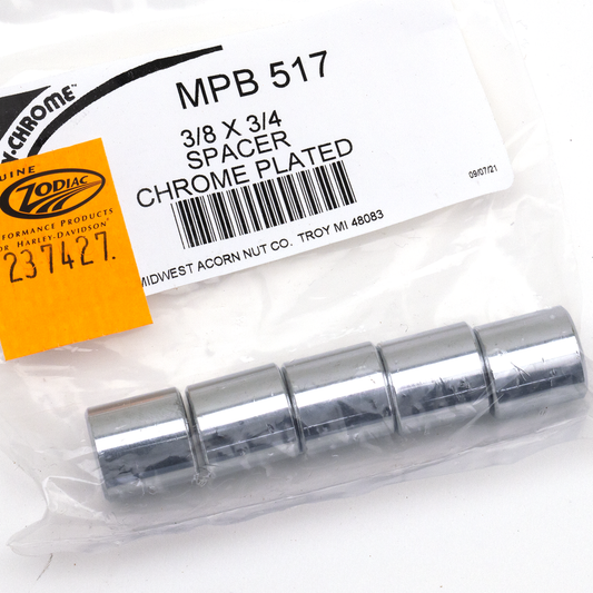 5pck Spacers 3/8"Ix3/4"Ox3/4"L chrome
