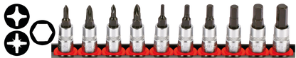 1/4" Socketbitset Metric 10Pc on rail