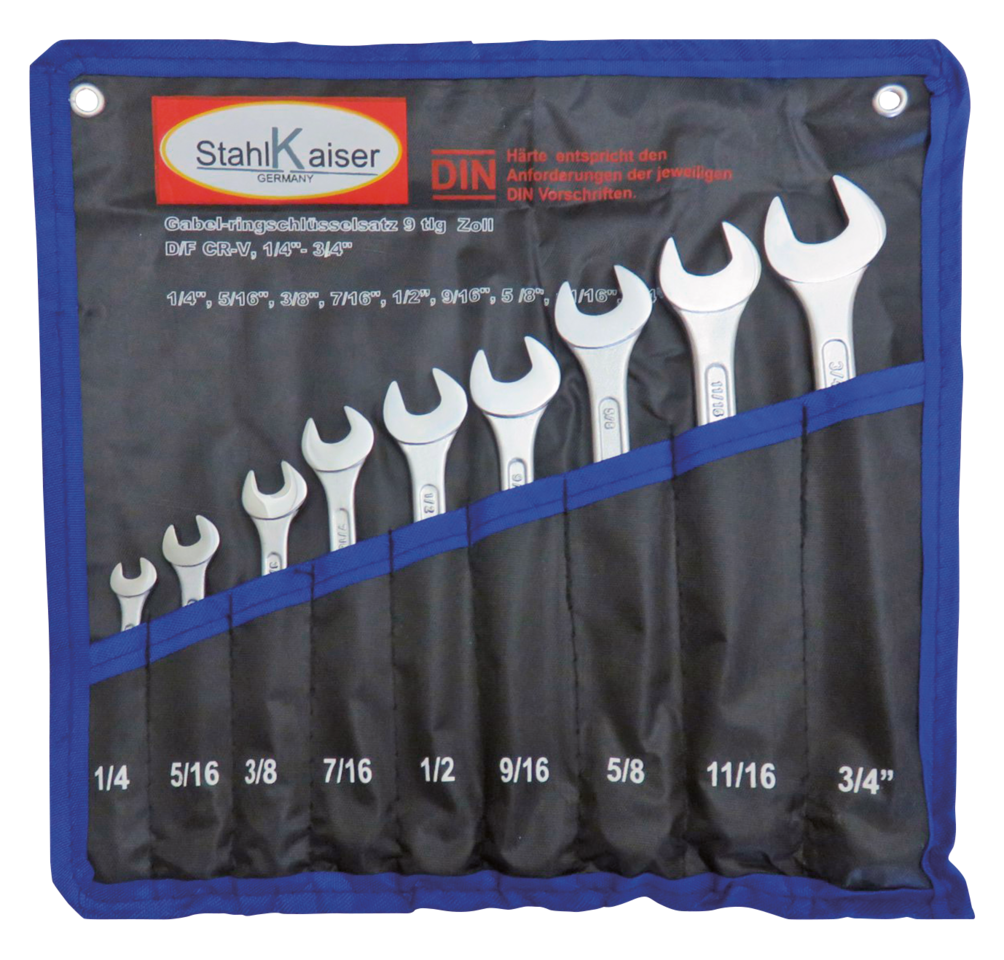 9Pc Combination spanner set SAE 1/4-3/4"