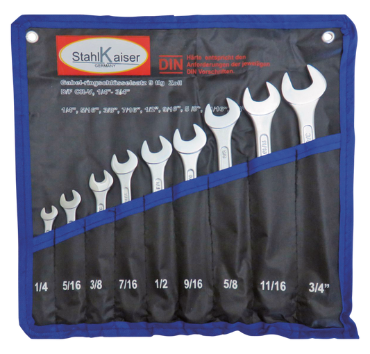 9Pc Combination spanner set SAE 1/4-3/4"