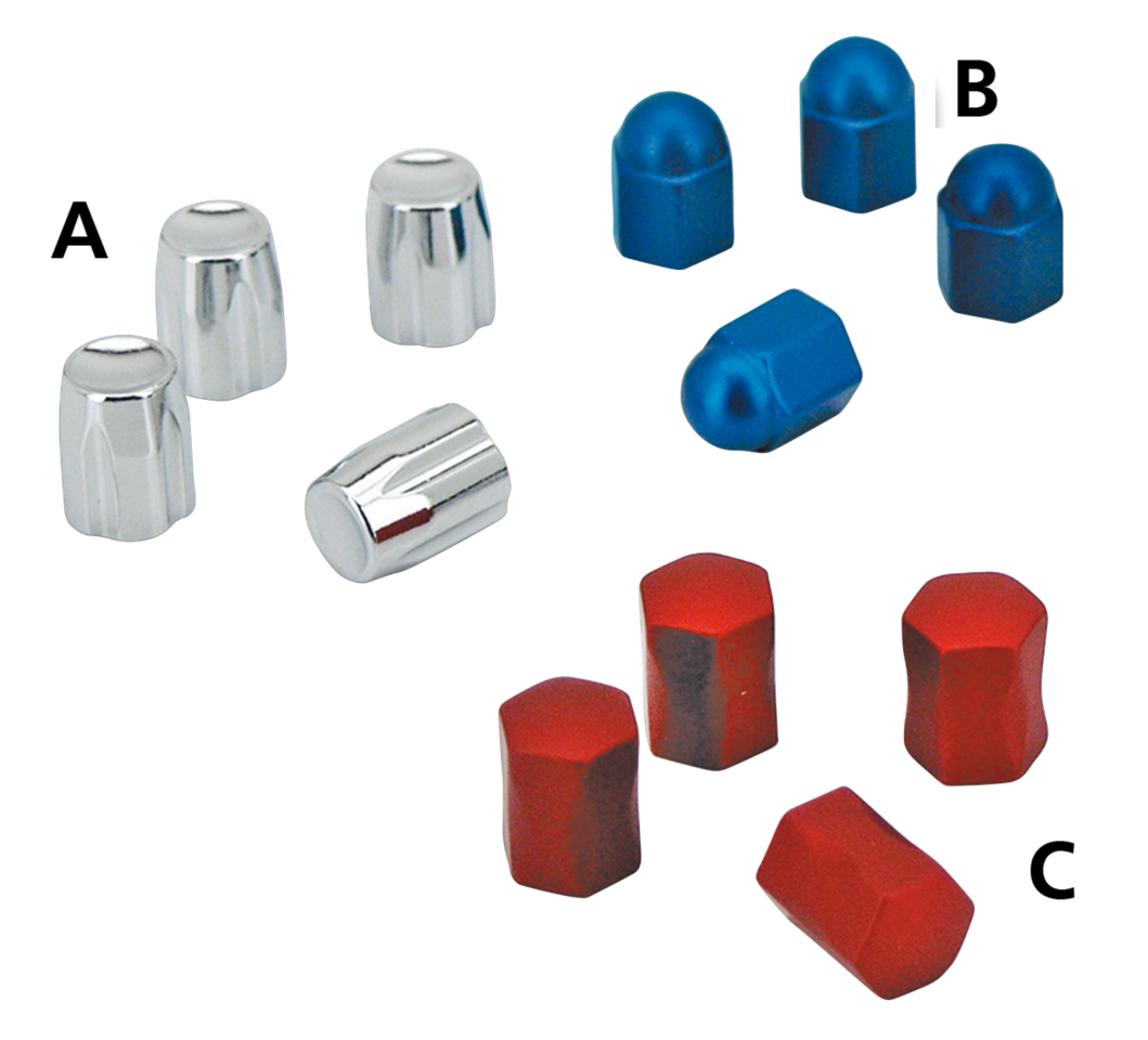 4Pck Acorn Nut Design Valve Stem Cap Red