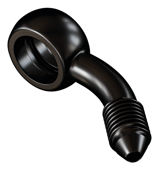Black SS AN-3 banjo fitting 3/8" 45degr.
