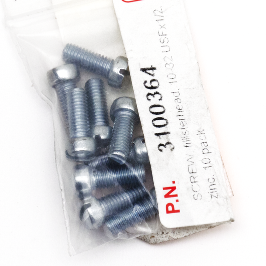 10pck Fillisterhead screw 10-32x1/2 zinc