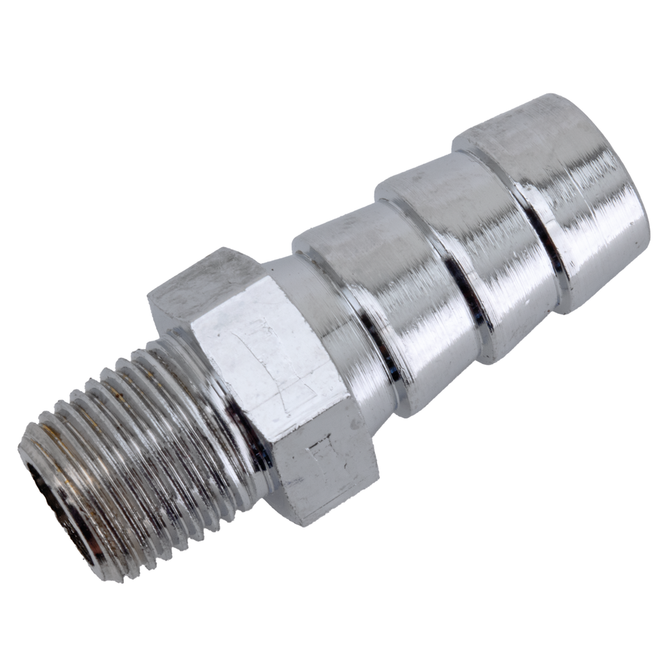 Chrome brass barb fitting 1/8"-27NPTX3/8