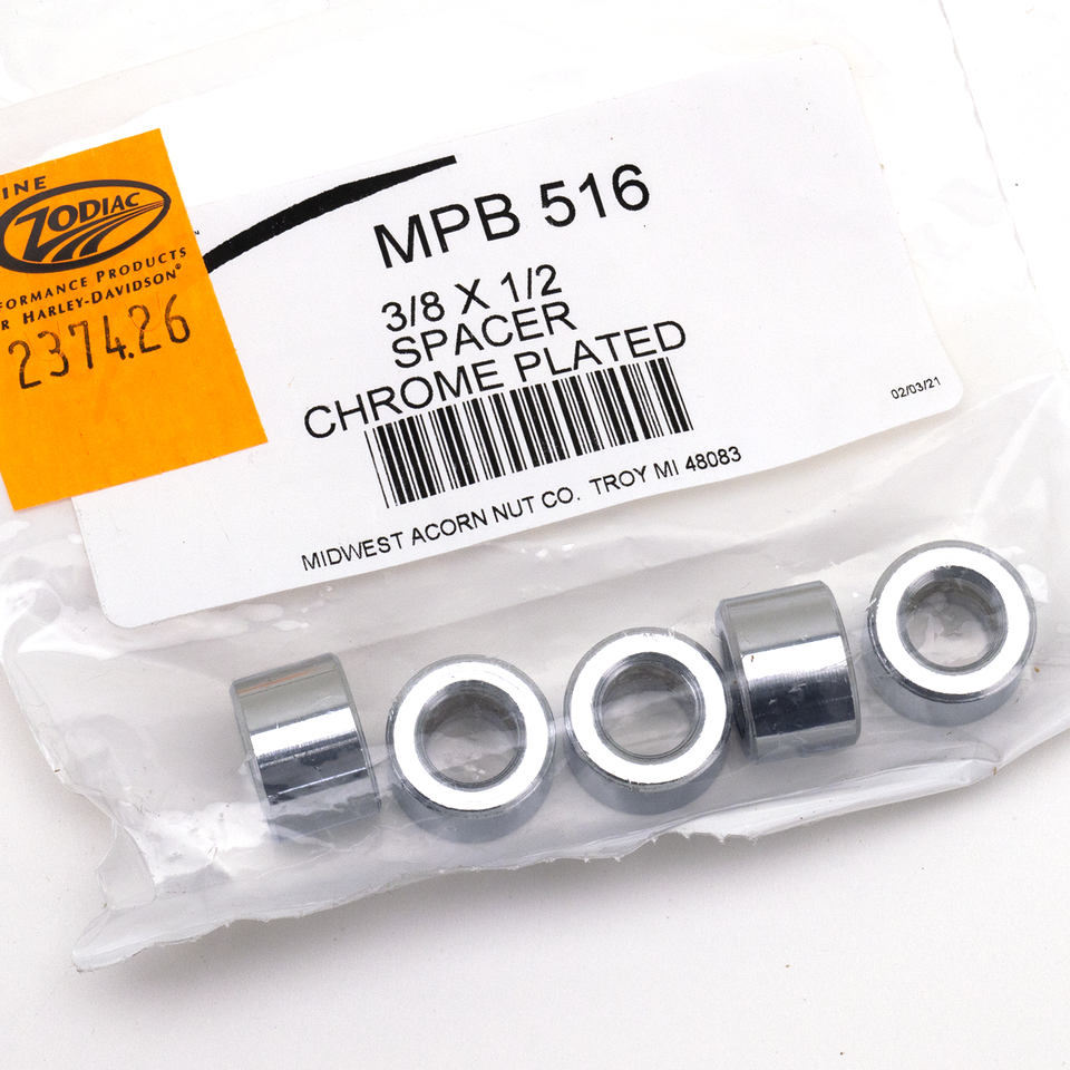 5pck Spacers 3/8"Ix3/4"Ox1/2"L chrome