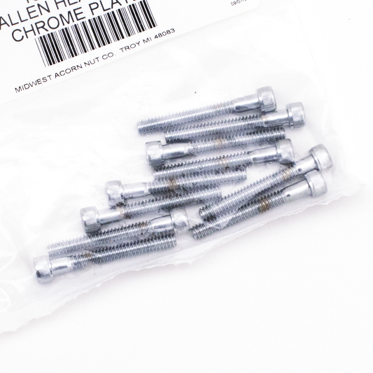 10pck Chrome allen screws 10-24x1-1/2