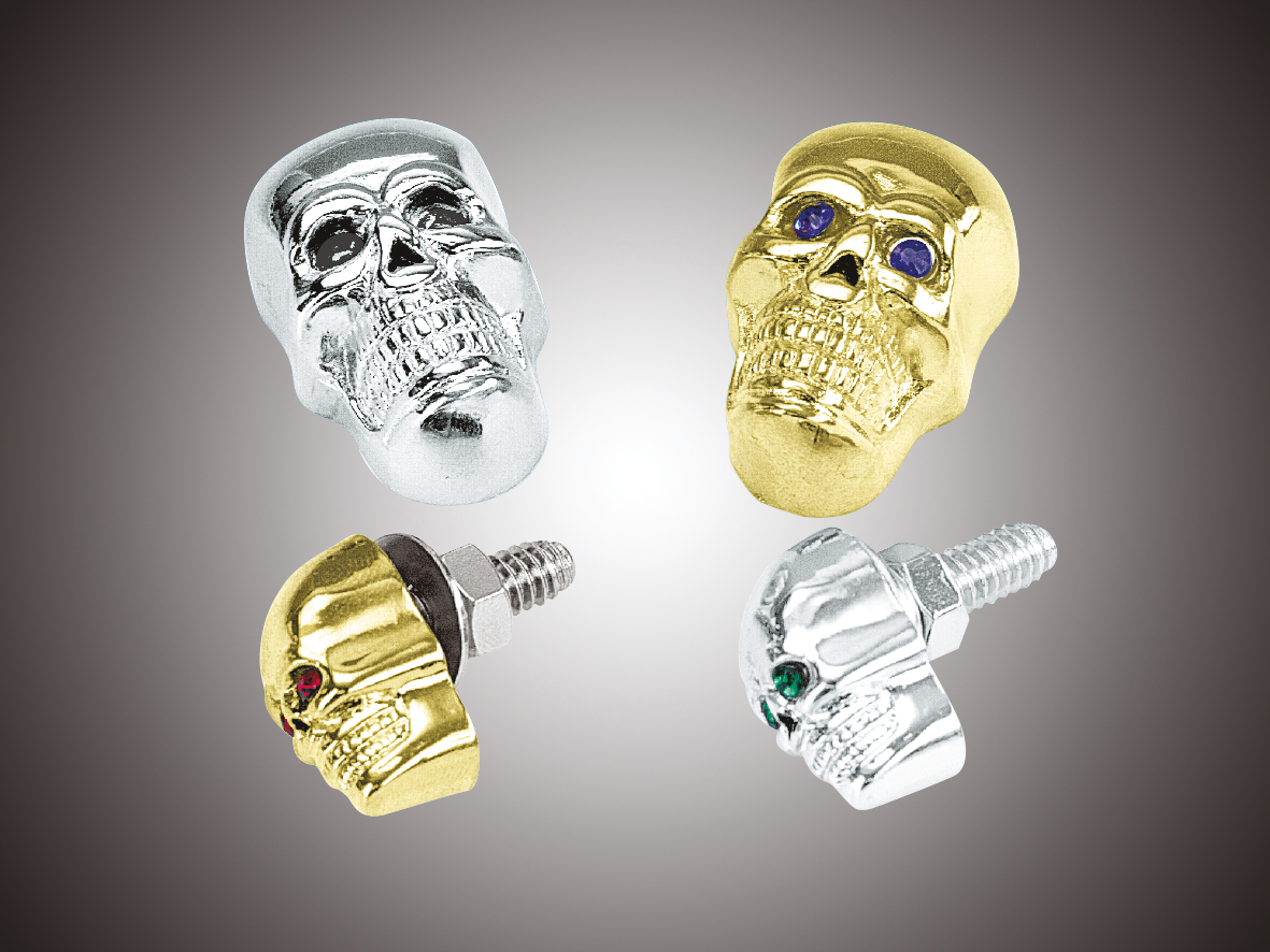 GZP Skull krommet Large gold blue eyes