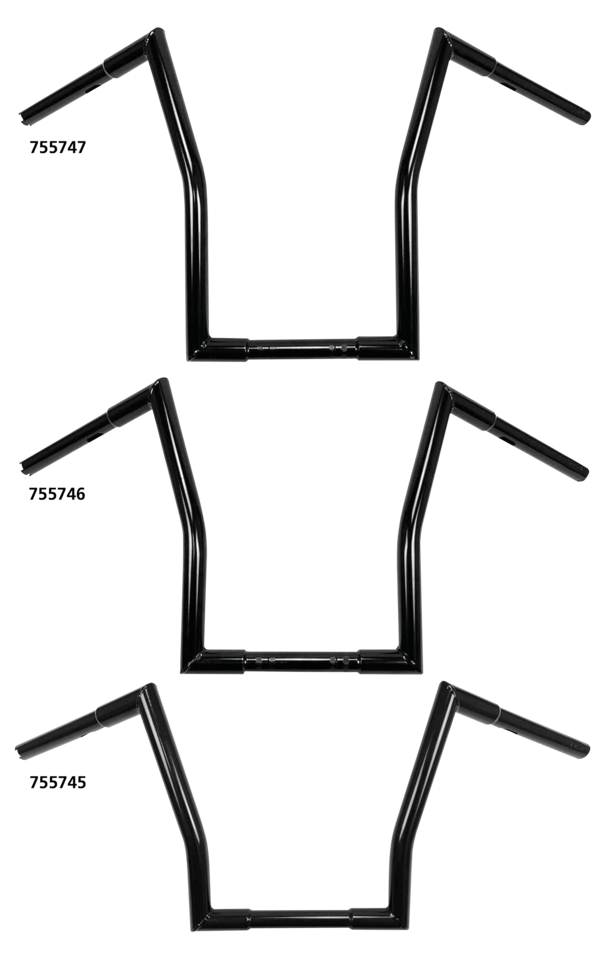 1" Square Fat Ape Hanger 17" BLK TBW