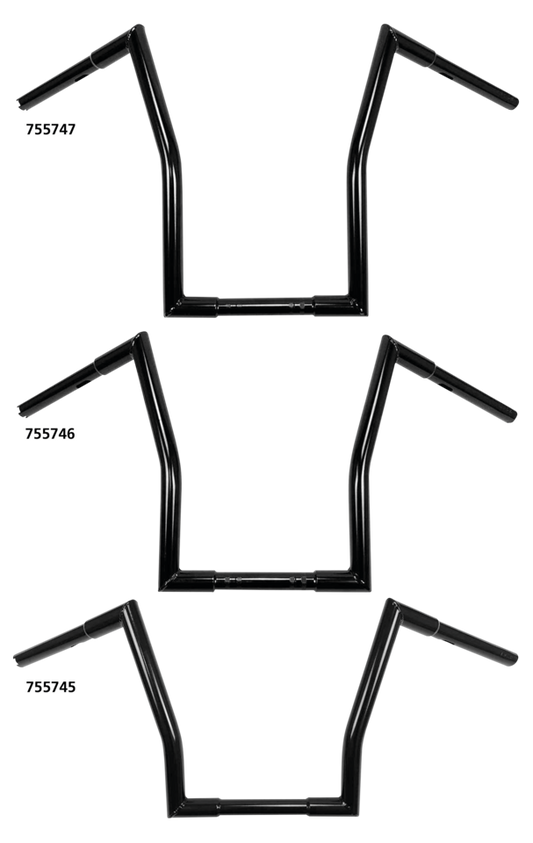 1" Square Fat Ape Hanger 17" BLK TBW