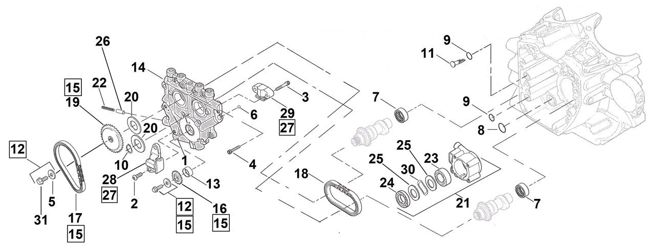 Crank sprocket cam drive TC06-17