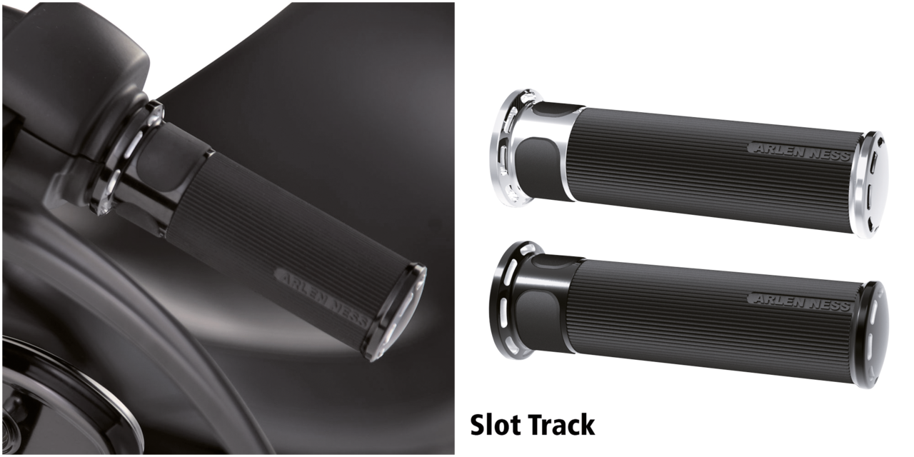 SLOT TRACK GRIPS, H-D, CBL LONG, BLK
