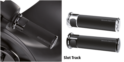 SLOT TRACK GRIPS, H-D, CBL LONG, BLK