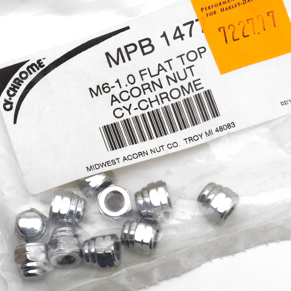 10Pck M6-1.0 Flat Top Acorn Nut