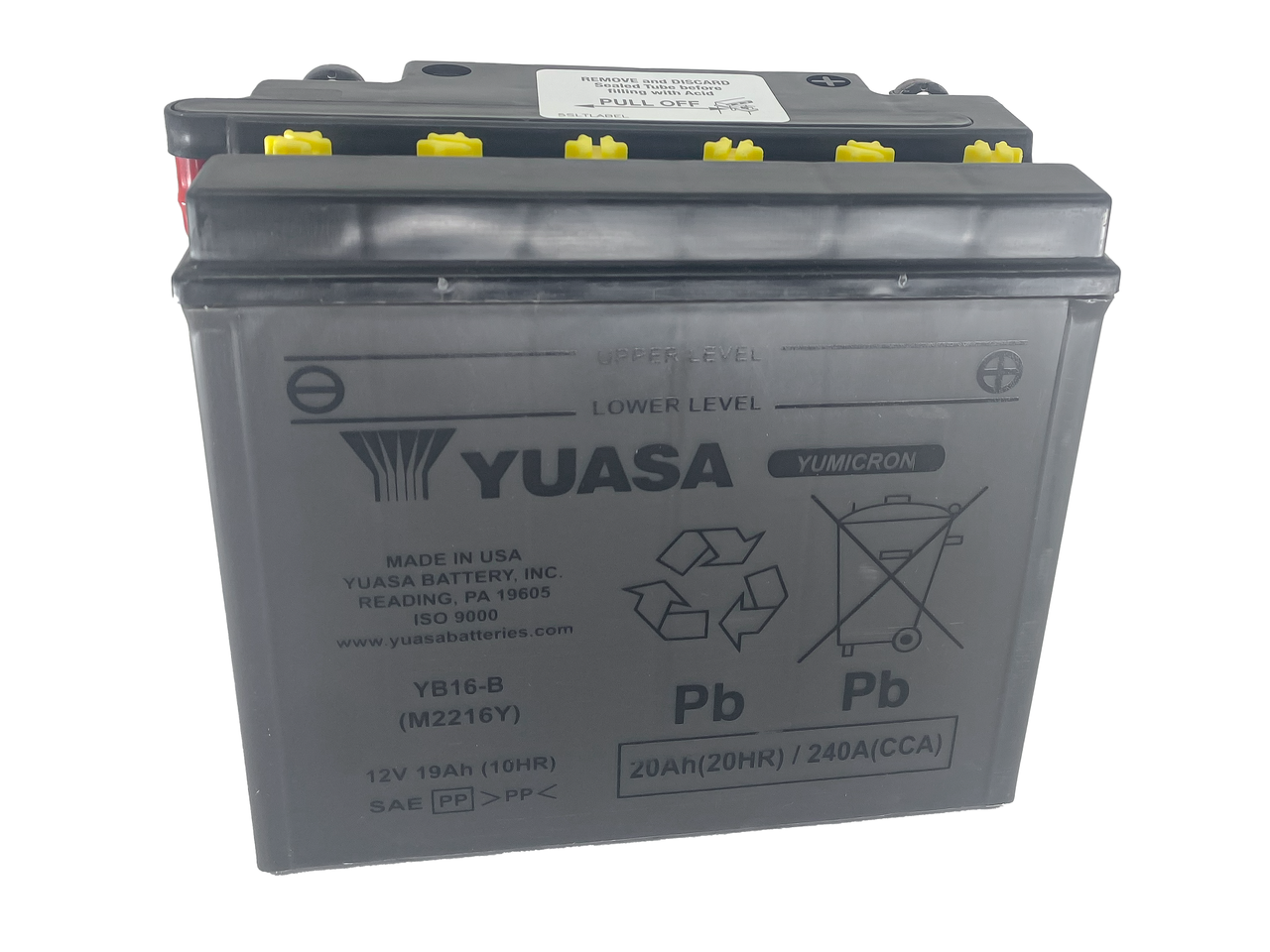 UN-2800 Yuasa YB16-B without acid