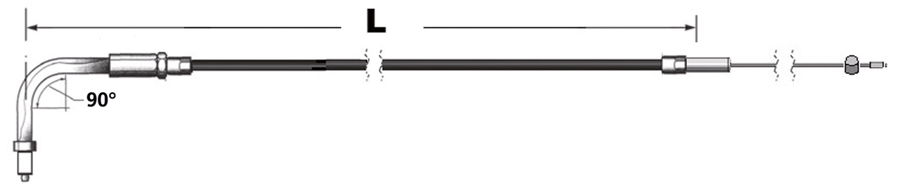 Throttle cable Stealth E+G96 LN=35"