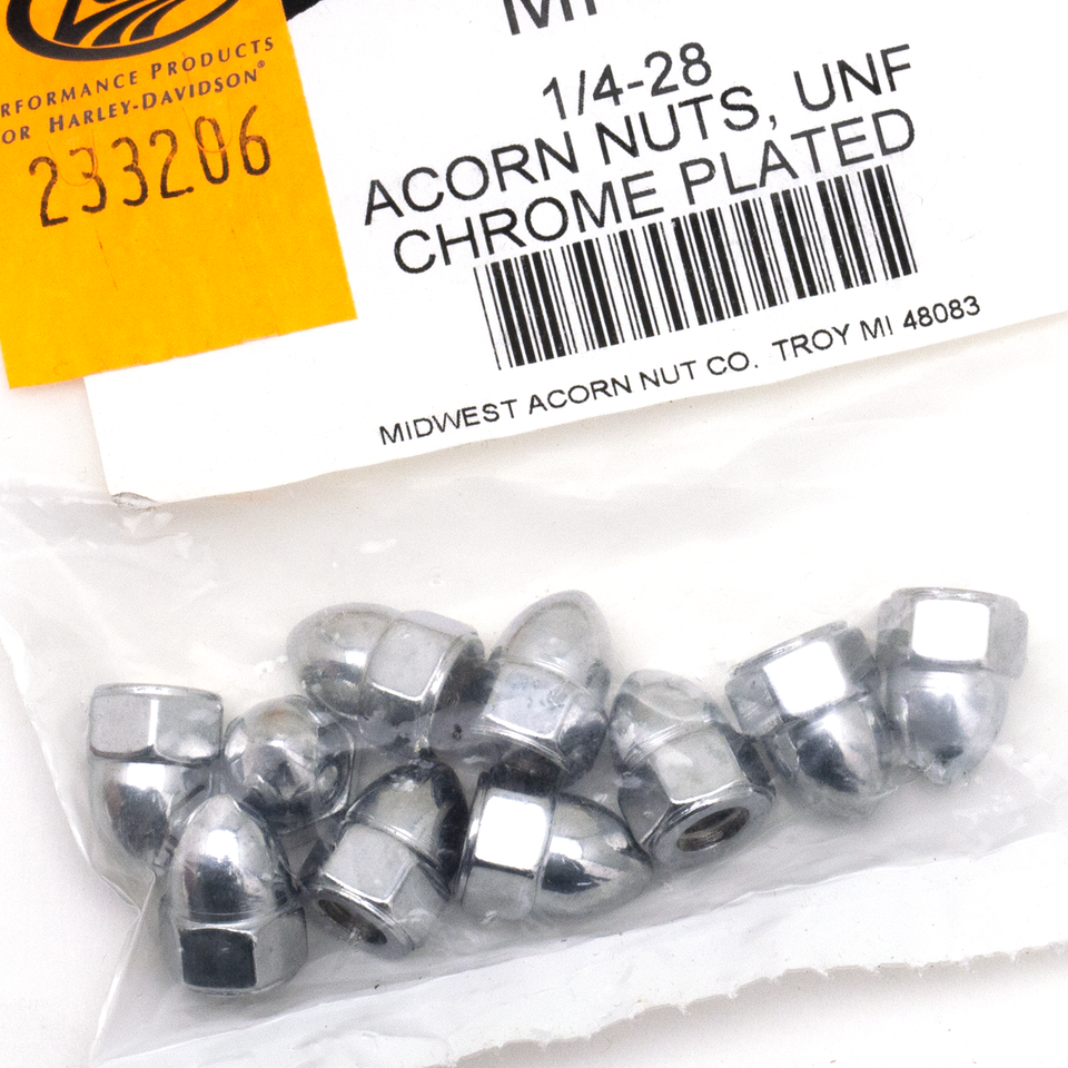 10pck Chrome Acorn nuts 1/4-24