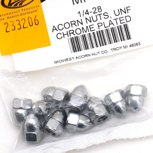 10pck Chrome Acorn nuts 1/4-24