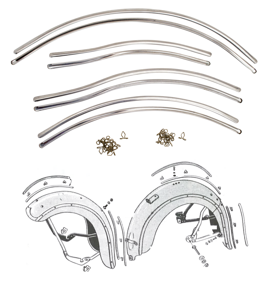 trim rear fender with mounting clips set