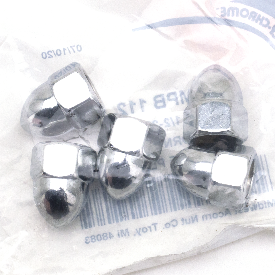 5pck Chrome Acorn nuts 1/2-20