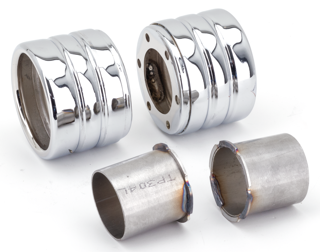 MCJ End Caps Race 90 Striped Chrome