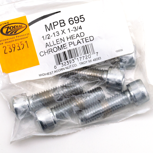 5pck Chrome Allen screws 1/2-13x1 3/4"
