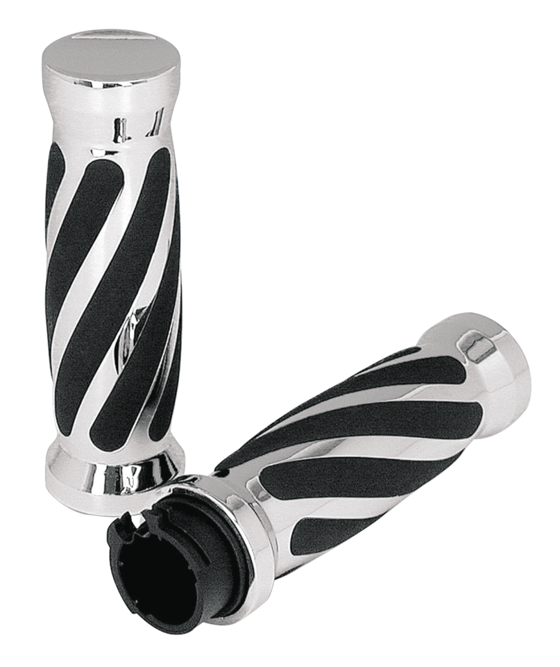 GZP Swirl style grips Chrome dual cable