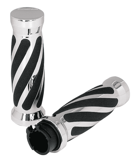 GZP Swirl style grips Chrome dual cable