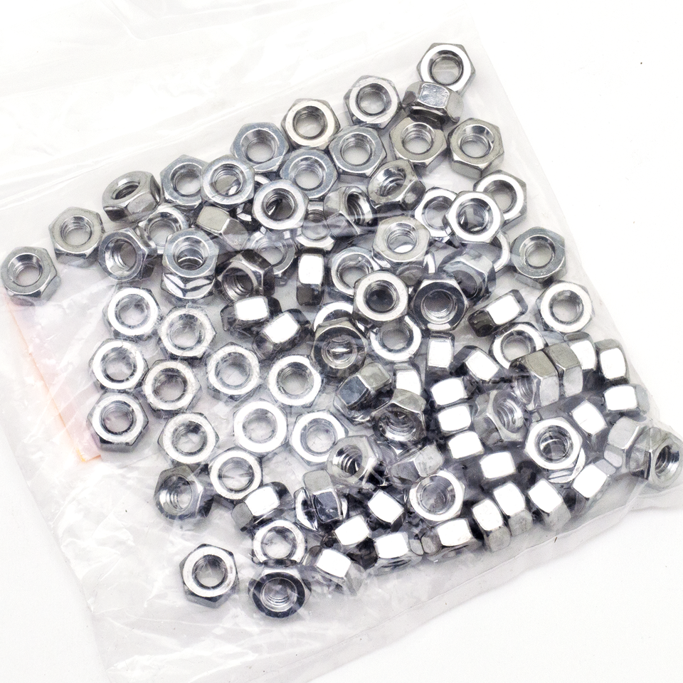 100pck Chrome hex nut 1/4-20 UNC