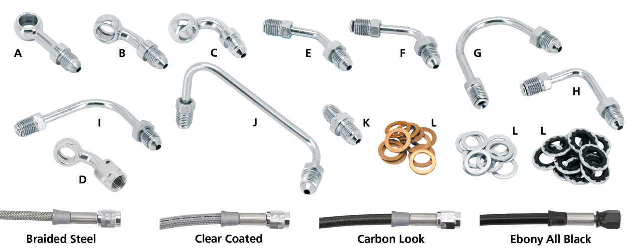 Brake line connector pipe 45 degr. Blk