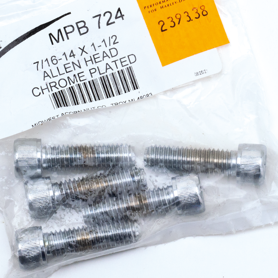 5pck Chr.Allen head screws 7/16-14x1.5"