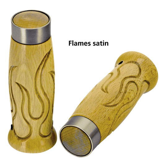 Flames style wooden grips satin chr band