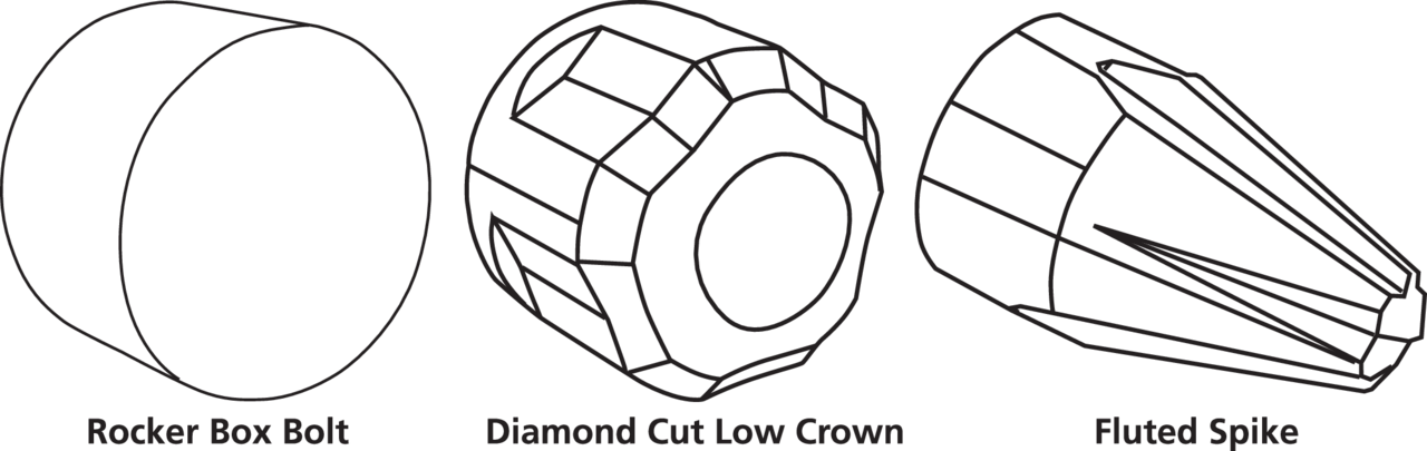 Diamond crown Blk Chr BOLT CAP 1/4" 10Pc